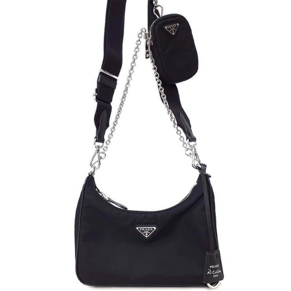 Prada ReEdition 2005 ReNylon Chain Bag Black